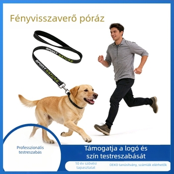 Nylon póráz nagytestű kutyákhoz, fényvisszaverő csíkkal, tartós