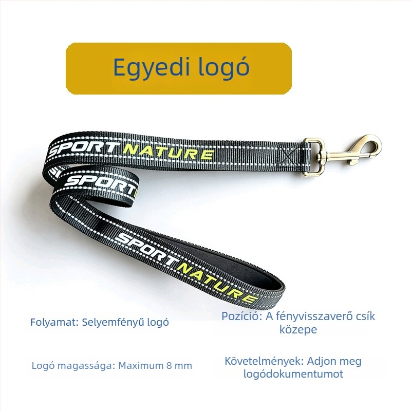 Nylon póráz nagytestű kutyákhoz, fényvisszaverő csíkkal, tartós
