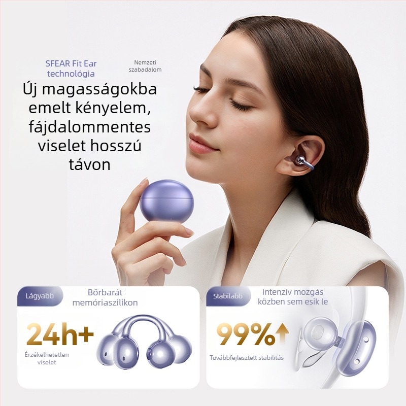 Csontvezetéses Bluetooth fülcsipeszes fejhallgató, nyitott kivitel, 2025 új, felső kategóriás, hosszú üzemidő