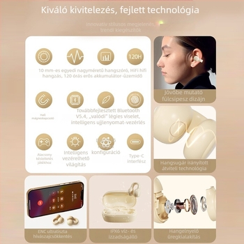 X51 Csontvezetésű, valódi vezeték nélküli Bluetooth fülhallgatók, fülcsipesz stílusban, uniszex, sport, zajcsökkentés