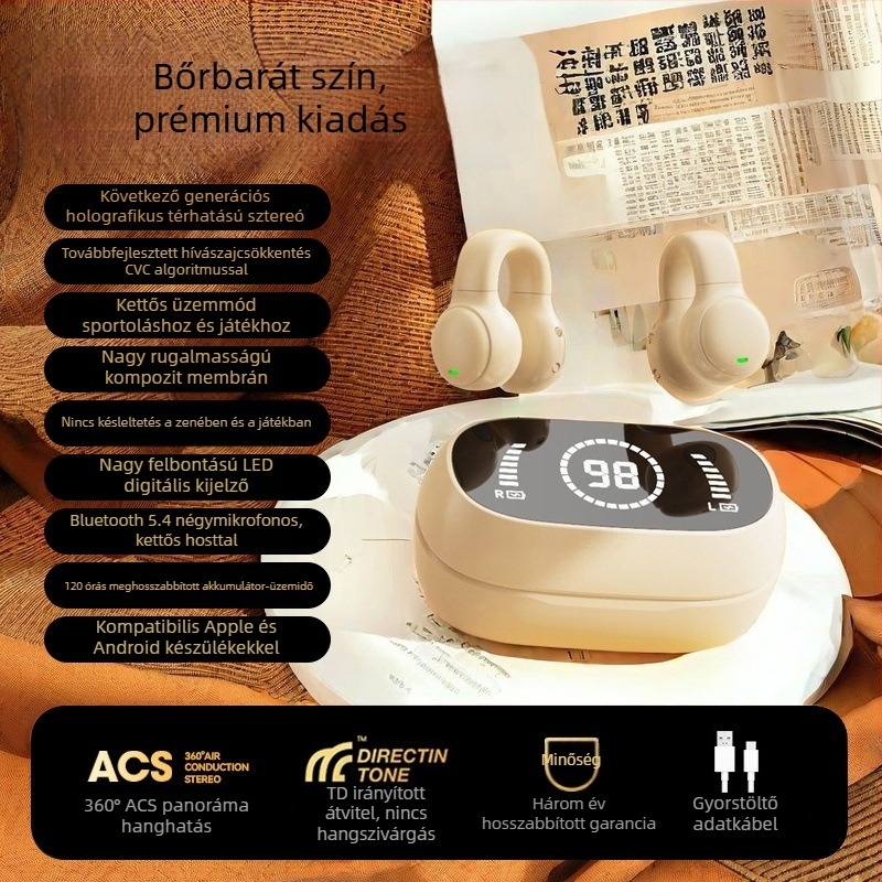 X51 Csontvezetésű, valódi vezeték nélküli Bluetooth fülhallgatók, fülcsipesz stílusban, uniszex, sport, zajcsökkentés