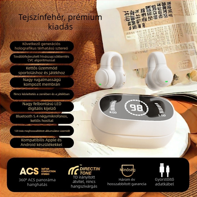 X51 Csontvezetésű, valódi vezeték nélküli Bluetooth fülhallgatók, fülcsipesz stílusban, uniszex, sport, zajcsökkentés