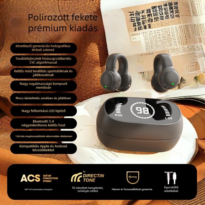 X51 Csontvezetésű, valódi vezeték nélküli Bluetooth fülhallgatók, fülcsipesz stílusban, uniszex, sport, zajcsökkentés