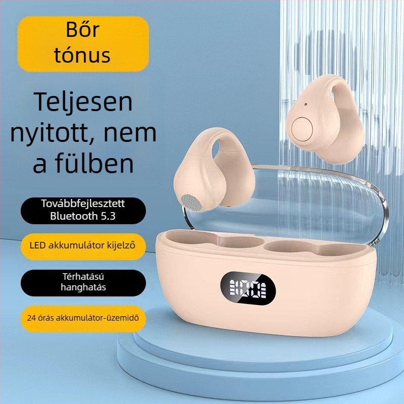 Vezeték nélküli Bluetooth fülklipszes fejhallgató, 5.3 digitális kijelzővel, nem a fülben, hosszú üzemidő