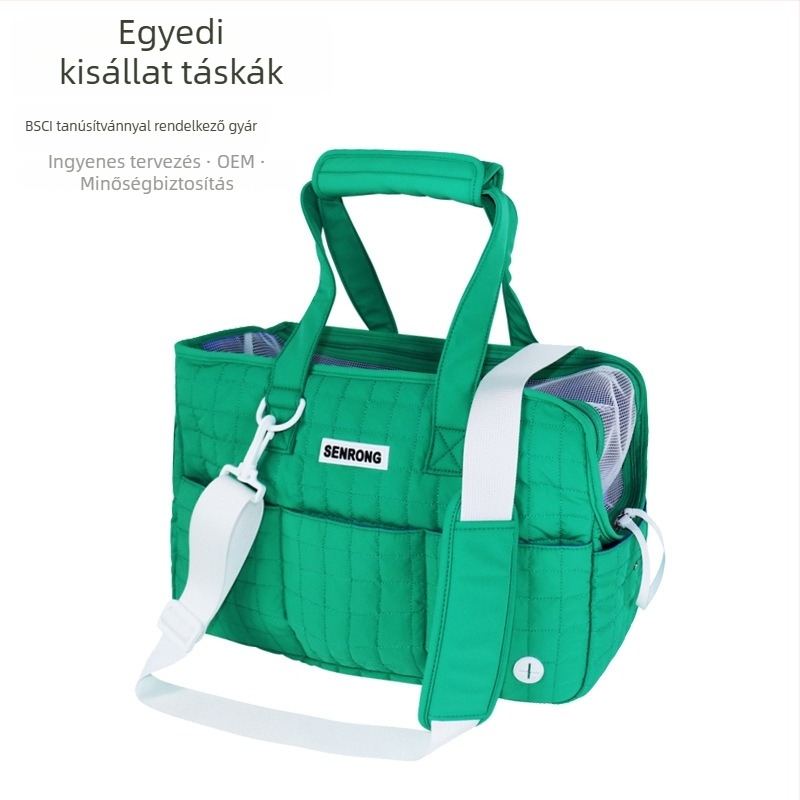 Egyedi kültéri háziállat táska, váll- és keresztezett pánttal, nagy kapacitás macskáknak és kutyáknak, 600D quiltelt anyagú táska