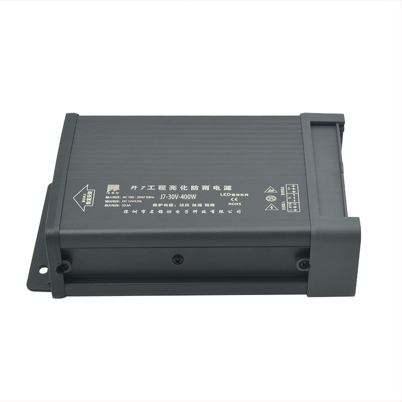 Mingjin Square Black Cat LED tápegység, 30V 400W, IP44 vízálló, kétcsöves forward topológiával, kapcsolóüzemű tápegység, 13,3 A állandó feszültségű meghajtó, modell J-7