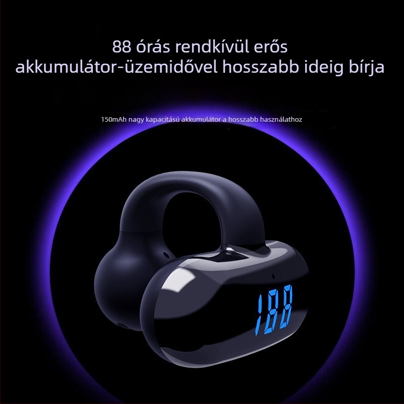 F20 vezeték nélküli csontvezetéses Bluetooth fülhallgató, clip-on, nem fülbe illeszkedik, digitális kijelző, hosszú üzemidő
