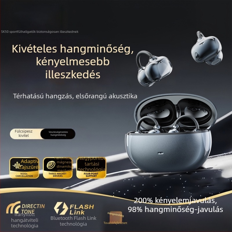 SK50 Bluetooth fül-clip fülhallgató – hosszú üzemidő, Bluetooth 6.0, egyedi modell, minimalista dizájn, IPX6