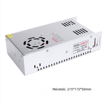 12V 30A 360W kapcsolóüzemű tápegység 3D nyomtatókhoz LED-szalag és védőcső modul