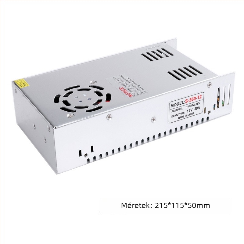 12V 30A 360W kapcsolóüzemű tápegység 3D nyomtatókhoz LED-szalag és védőcső modul