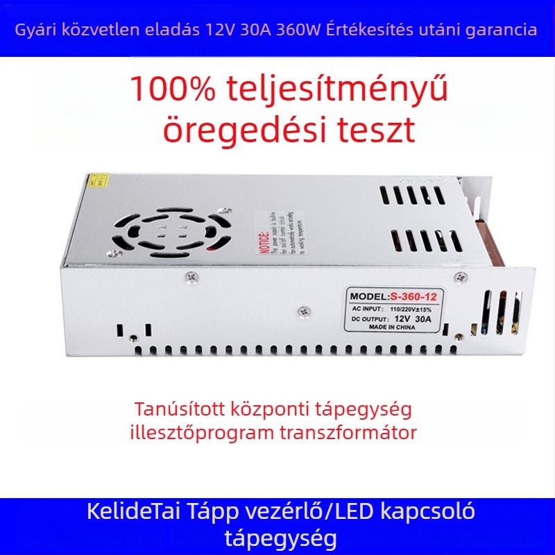 12V 30A 360W kapcsolóüzemű tápegység 3D nyomtatókhoz LED-szalag és védőcső modul