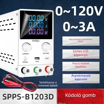 SPPS-B1203D Szabályozható DC kapcsolóüzemű tápegység encoderral és színes LCD kijelzővel