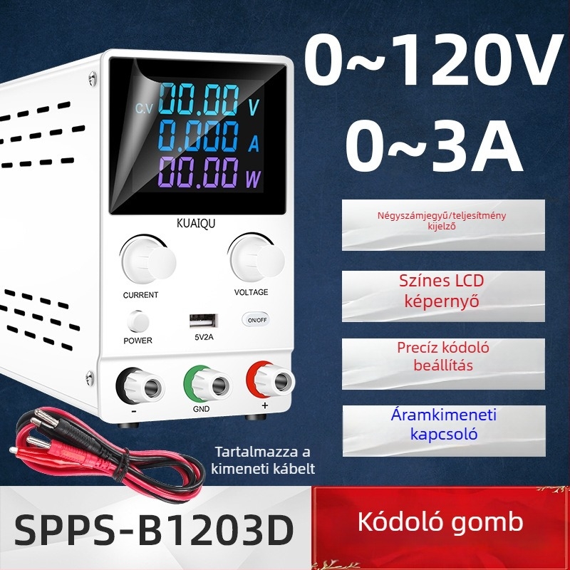 SPPS-B1203D Szabályozható DC kapcsolóüzemű tápegység encoderral és színes LCD kijelzővel