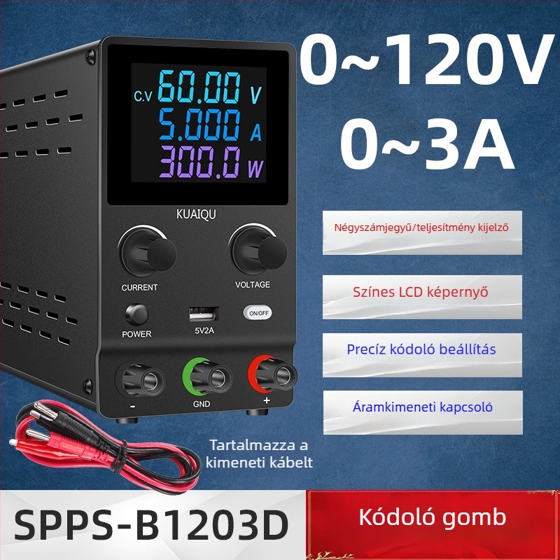 SPPS-B1203D Szabályozható DC kapcsolóüzemű tápegység encoderral és színes LCD kijelzővel