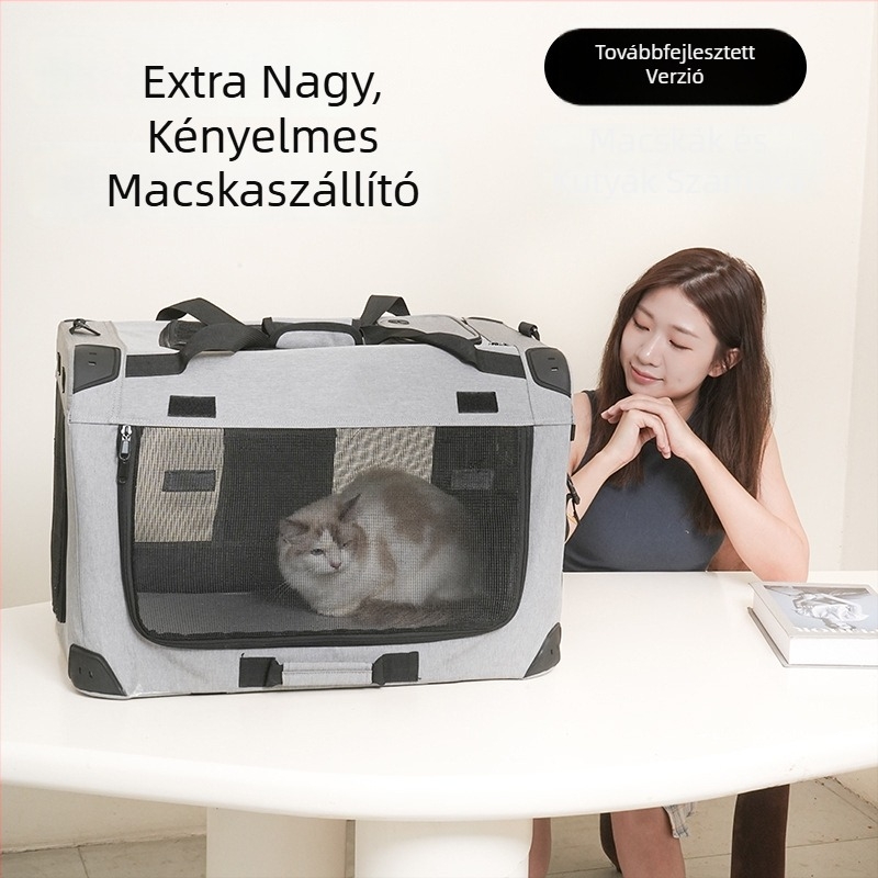 Személyre szabható nagy kapacitású háziállat-szállító táska behúzható gurulós fogantyúval, légáteresztő, macskáknak és kutyáknak
