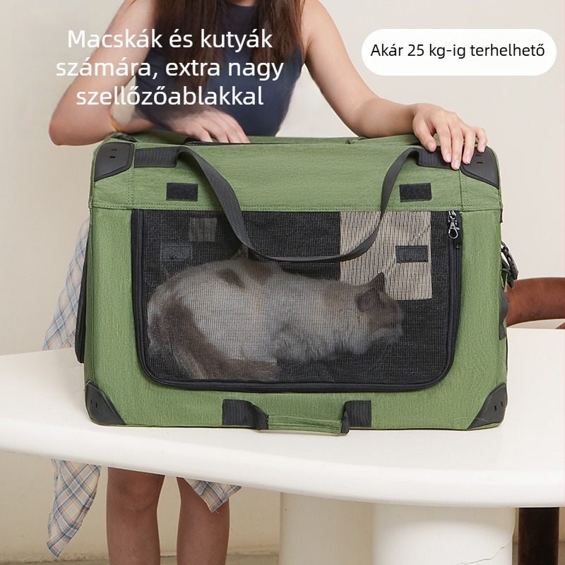 Személyre szabható nagy kapacitású háziállat-szállító táska behúzható gurulós fogantyúval, légáteresztő, macskáknak és kutyáknak