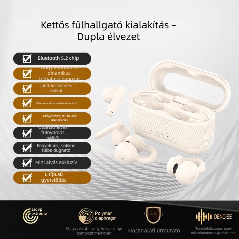 Új vezeték nélküli fülhallgatók fülklipszes kialakítással, TWS, 2 pár dobozonként, Bluetooth