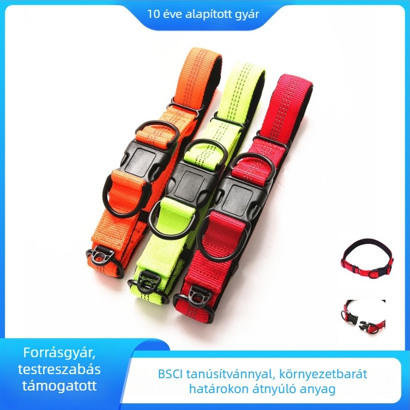Személyre szabott, új fényvisszaverő nylon nyakörv, kényelmes, nem nyúlik