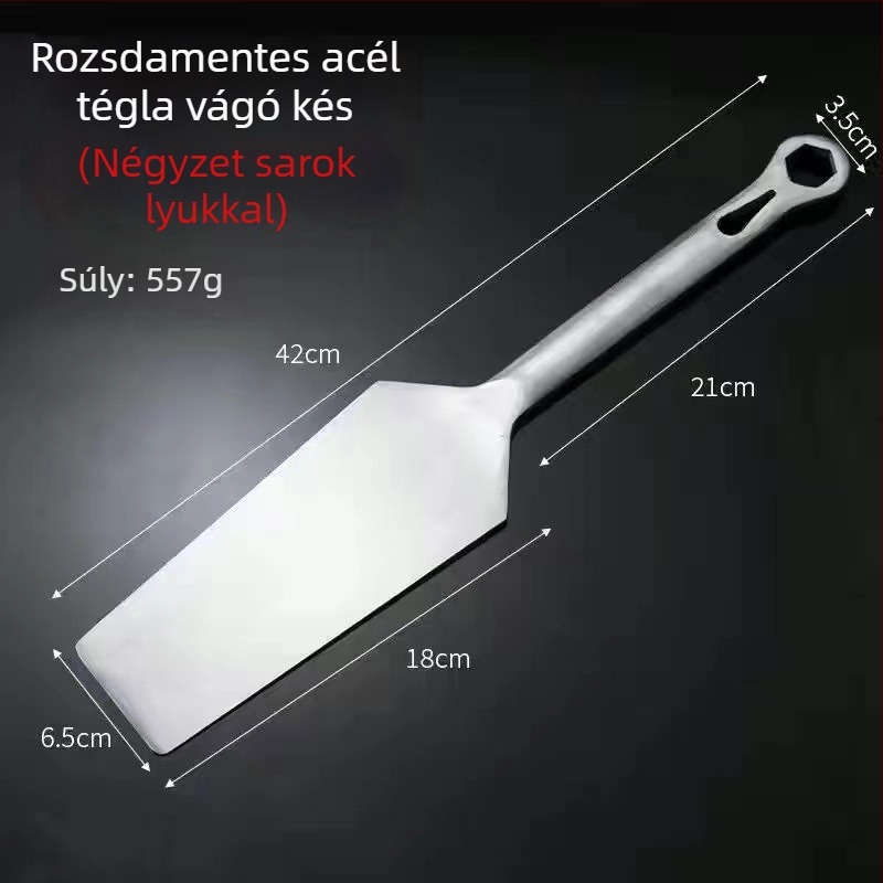 Rozsdamentes acélból készült muroló készlet: téglavető kés, habarcsos kés, csempe kés, falazó kés (kétoldalas)