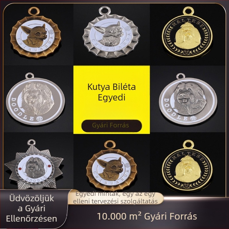 Személyre szabott fém állatjelző macskáknak és kutyáknak, lézergravírozással, titánacél és cinkötvözet medál a nyakörvre