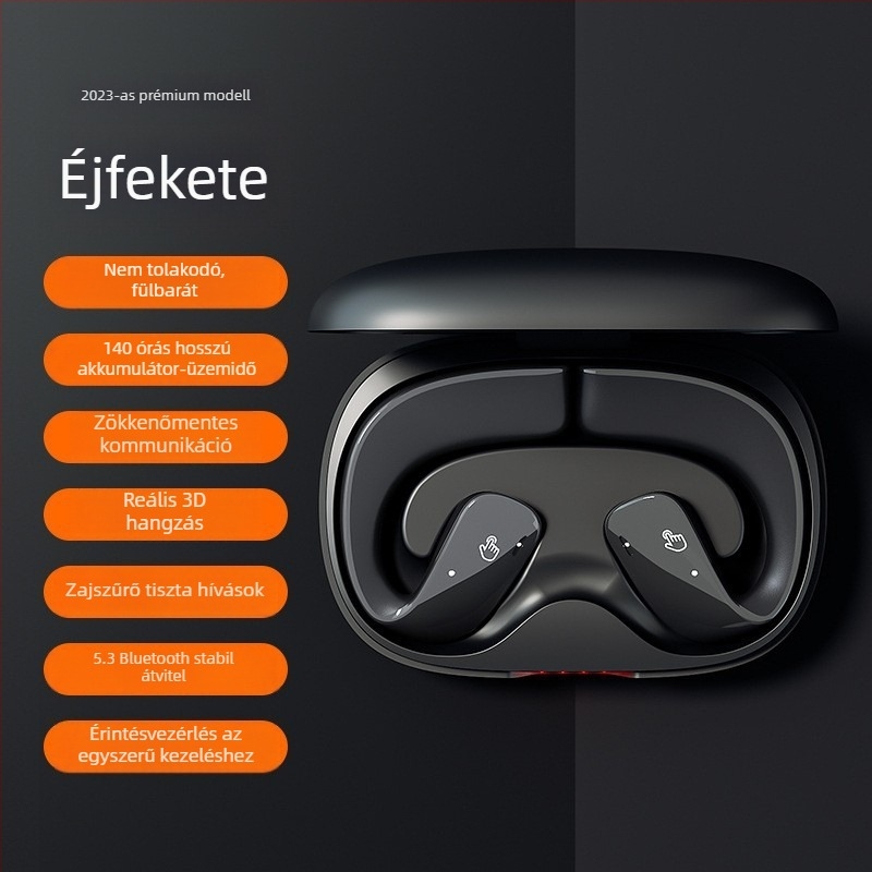TWS Bluetooth fülhallgató fülcsipeszes kivitel, légvezetéses hangzás, nyitott dizájn, zajcsökkentés, hosszú üzemidő sporthoz