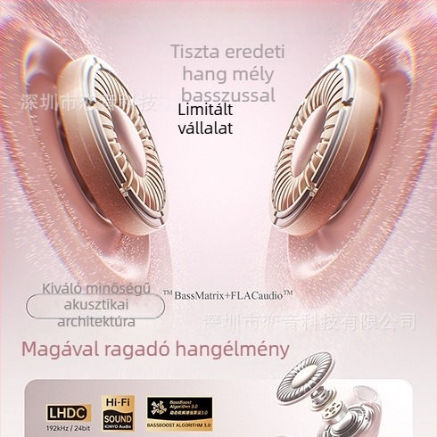 G08 Rozé arany Bluetooth fülhallgató masni alakú gyémánt csattal – clip-on vezeték nélküli sztereó