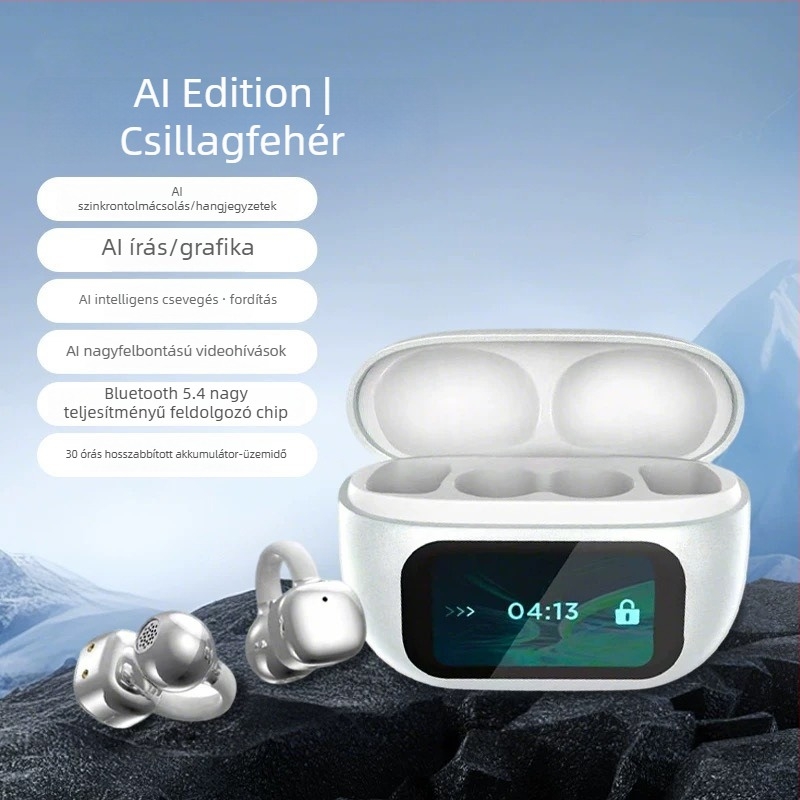 HY-C02 Bluetooth fülcsipeszes fejhallgató, nem bedugható a fülbe, intelligens színes kijelző, vezeték nélküli, hosszú üzemidő