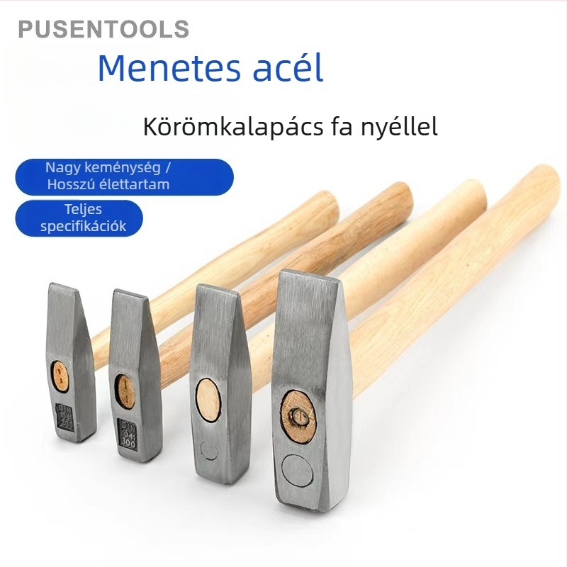 Fa fogantyújú szerelőkalapács, 200 g, mini kalapács rozsdátlanításhoz