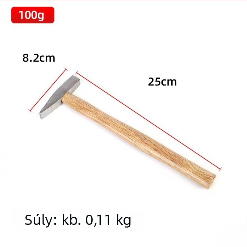 Fa fogantyújú szerelőkalapács, 200 g, mini kalapács rozsdátlanításhoz