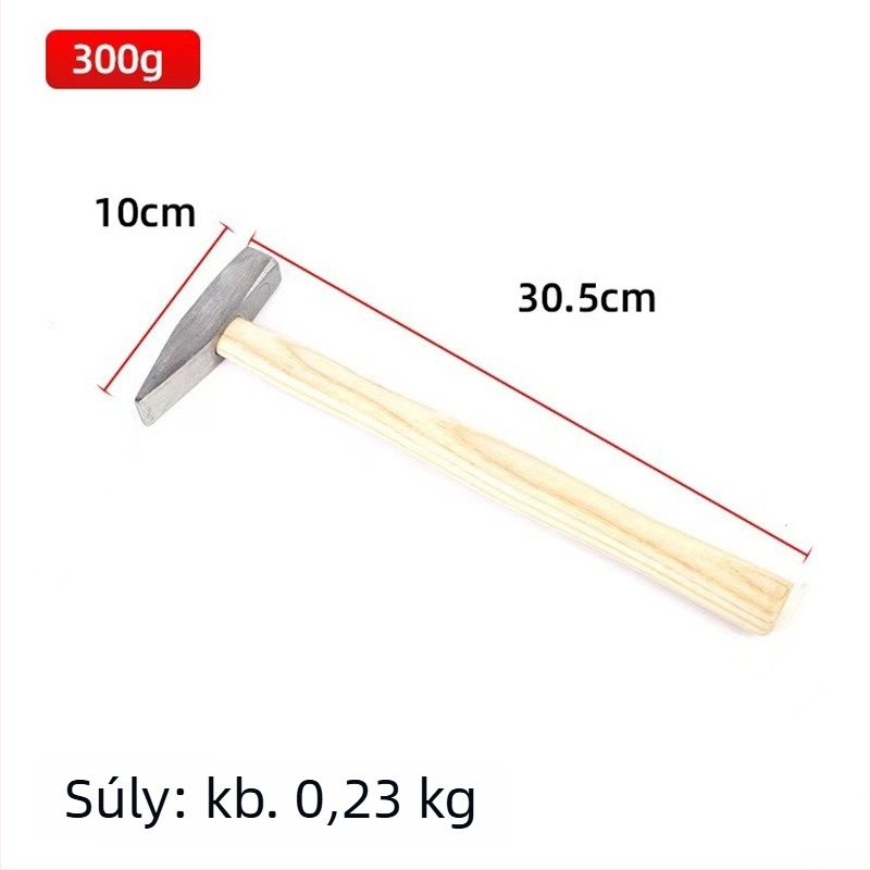 Fa fogantyújú szerelőkalapács, 200 g, mini kalapács rozsdátlanításhoz