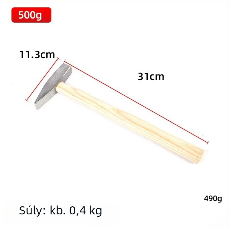 Fa fogantyújú szerelőkalapács, 200 g, mini kalapács rozsdátlanításhoz