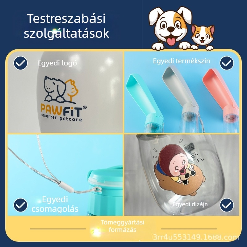 Hordozható kutyavíztartó palack beépített pohárral – utazási itatókészülék
