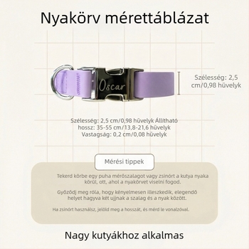 PVC kutyakeret címkével, kis- és nagytestű kutyáknak