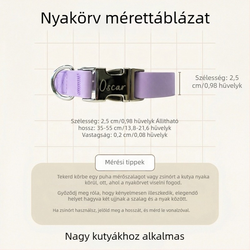 PVC kutyakeret címkével, kis- és nagytestű kutyáknak