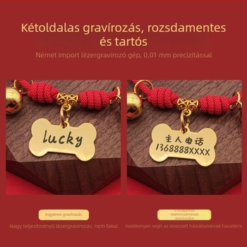 Gravírozott elvesztés elleni nyakörv csengővel és azonosító táblával macskáknak és kutyáknak