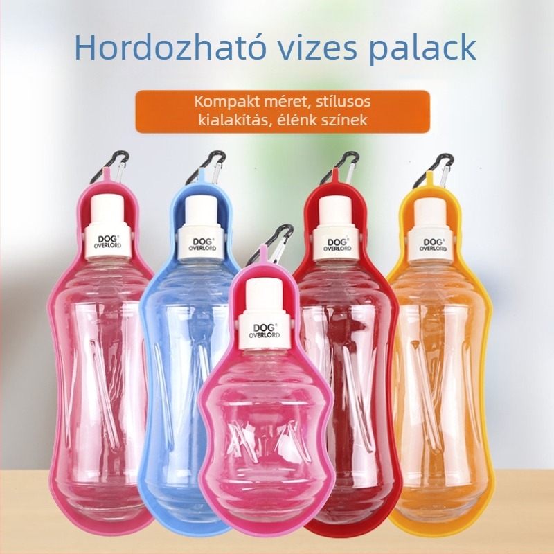Hordozható kisállat ivóüveg pohárral – kutyák és macskák számára, kültéri használatra