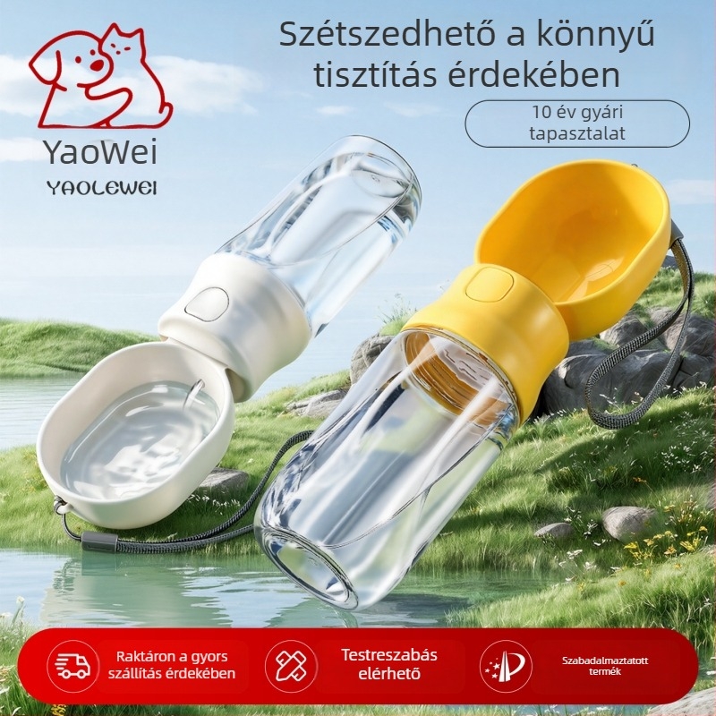 Állatvíz és étel egyben: hordozható, kettős használatú pohár kutyáknak, szivárgásmentes utazó pohár