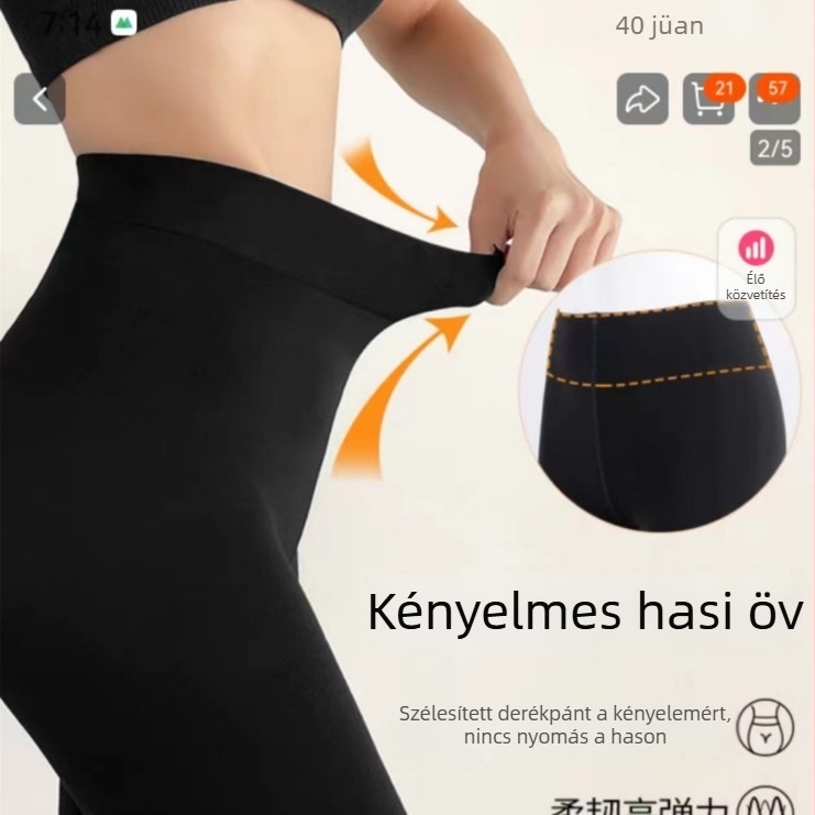 Matt átlátszatlan téli leggings fleece-béléses, 160D, fekete