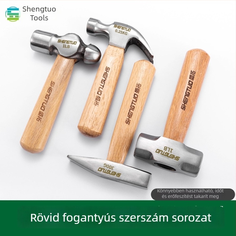 Mini kalapács fából készült nyéllel, fej magas széntartalmú acél
