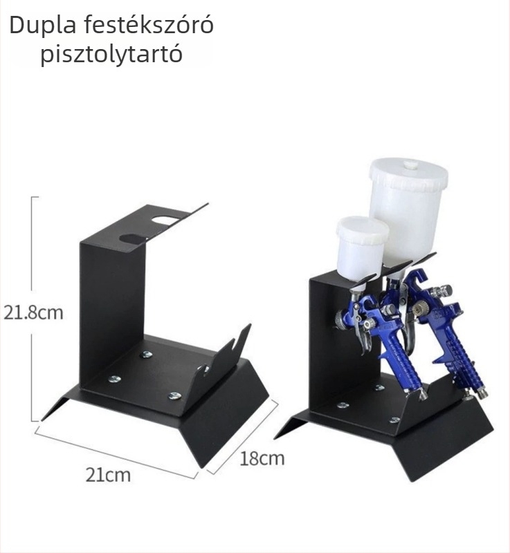 Személyre szabott festékszóró pisztoly tartó és tároló rács, rögzített szerelés
