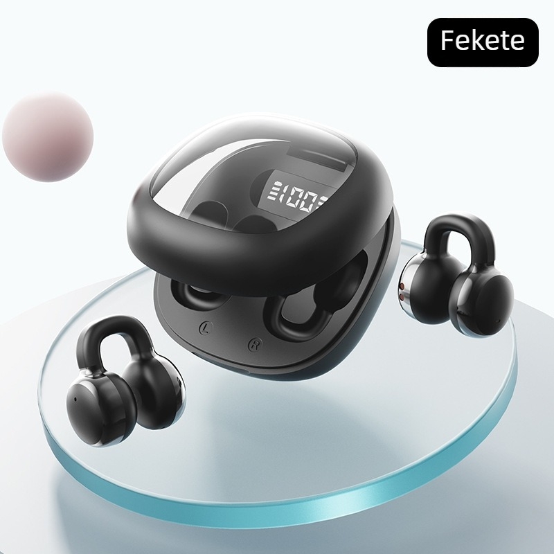 2025 új fül-clip vezeték nélküli Bluetooth fejhallgató átlátszó digitális kijelzővel, zajcsökkentés, HD hívások, hosszú üzemidő, IPX4, sztereó
