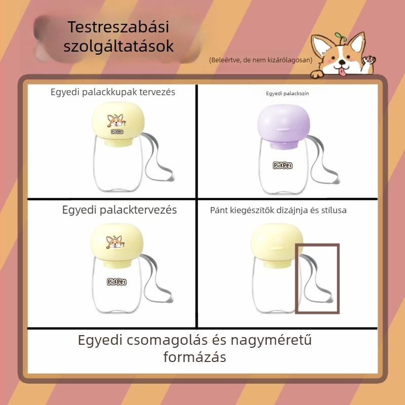 Kutyáknak és macskáknak készült személyre szabható kültéri ivóedény, összecsukható, hordozható gomba alakú kisállat itató