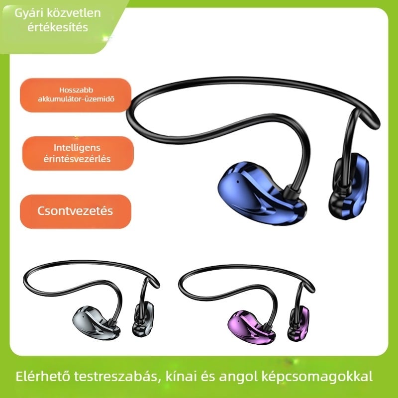 KM-A60 Bluetooth fejhallgató légvezetéses technológiával, sportos, vezeték nélküli fülre akasztható