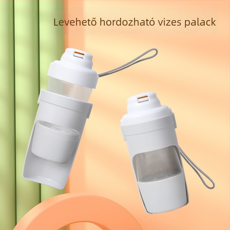Kivehető kültéri ivópalack háziállatoknak, 2-in-1 – ivóvíz és etetőedény