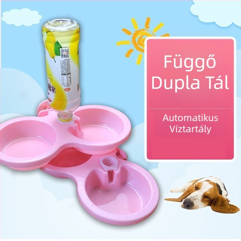 Automata etető- és itatóedény háziállatoknak, függő, kettős tálas kutyáknak