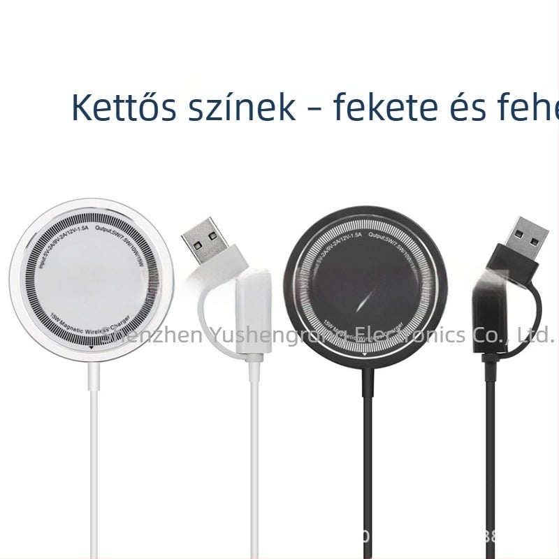 Alumíniumötvözetes mágneses vezeték nélküli töltő iPhone-hoz, 15W gyors töltés