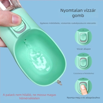 Hordozható kutyavíz-palack ivócsészével és etetőegységgel