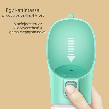 Hordozható kutyavíz-palack ivócsészével és etetőegységgel