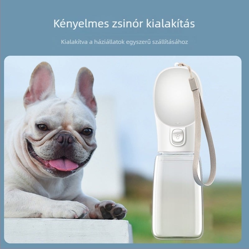 Hordozható kutyavíz-palack ivócsészével és etetőegységgel