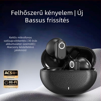 GT610 bőr textúrájú vezeték nélküli Bluetooth fejhallgató, 2025-ös modell, sportos, fél-fülbe helyezett dizájn, hosszú akkumulátor üzemidő, zajcsökkentés